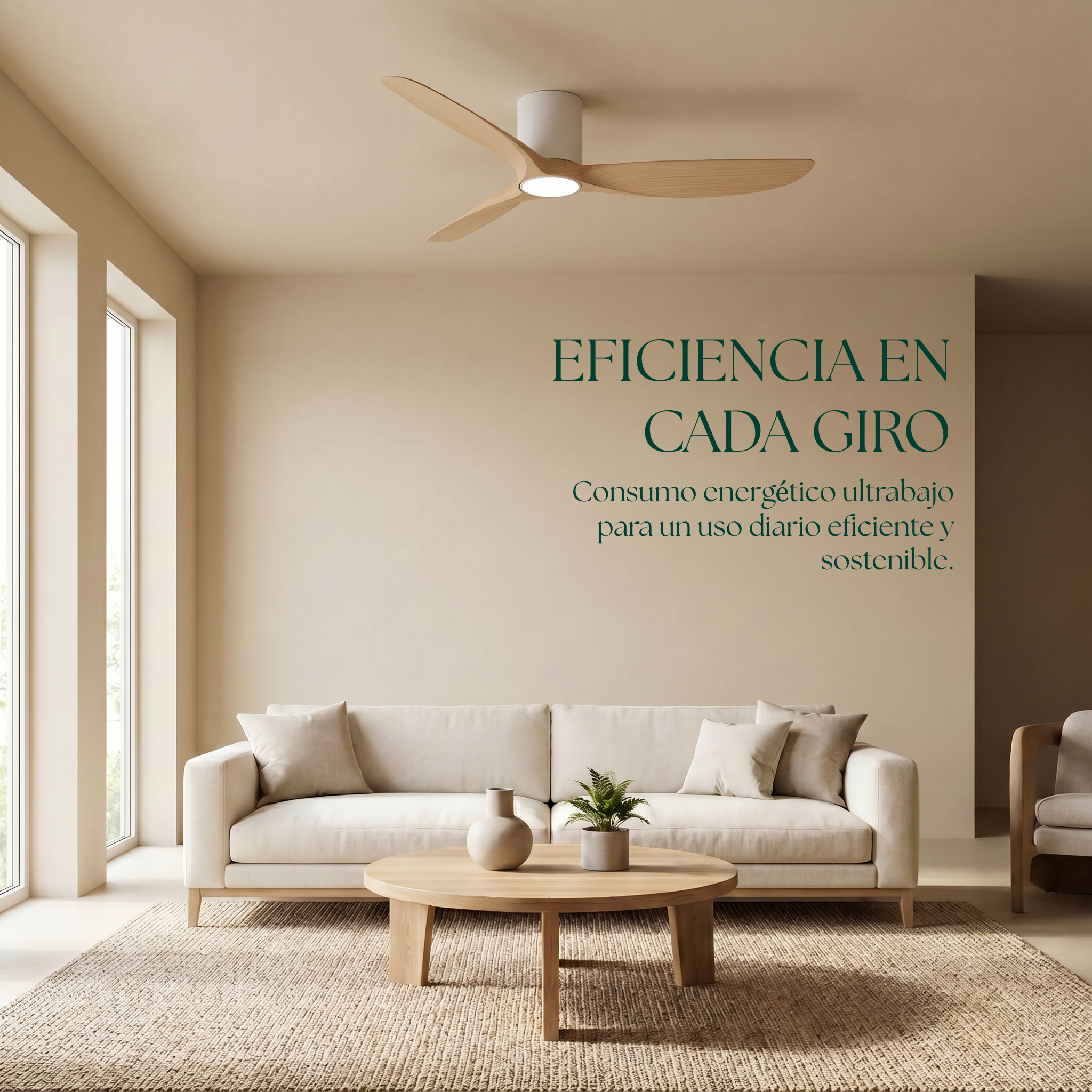Golfet Ventilateur de Plafond 132 cm (10–20 m²) – 3 Pales en ABS