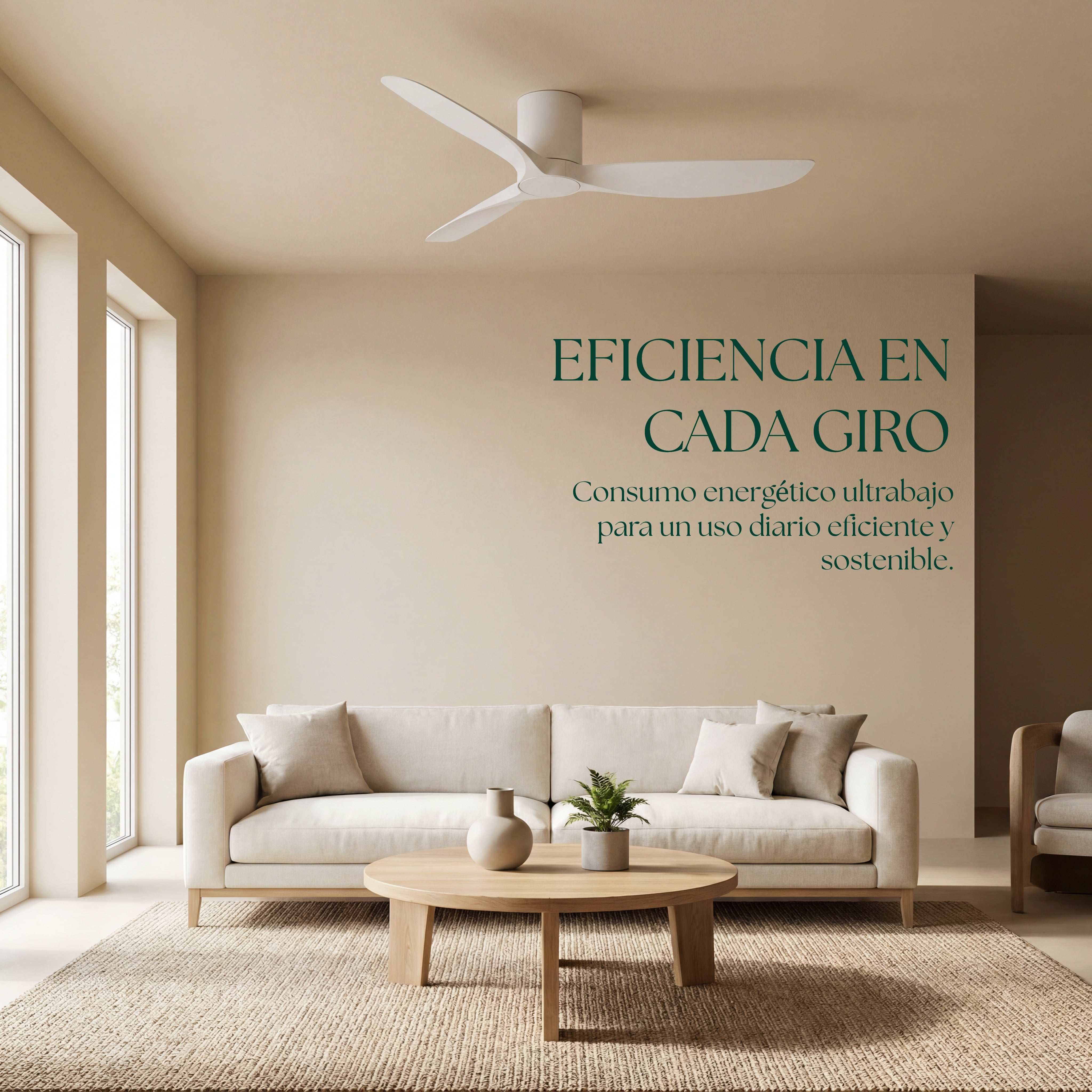 Golfet Ventilateur de Plafond 132 cm (10–20 m²) – 3 Pales en ABS