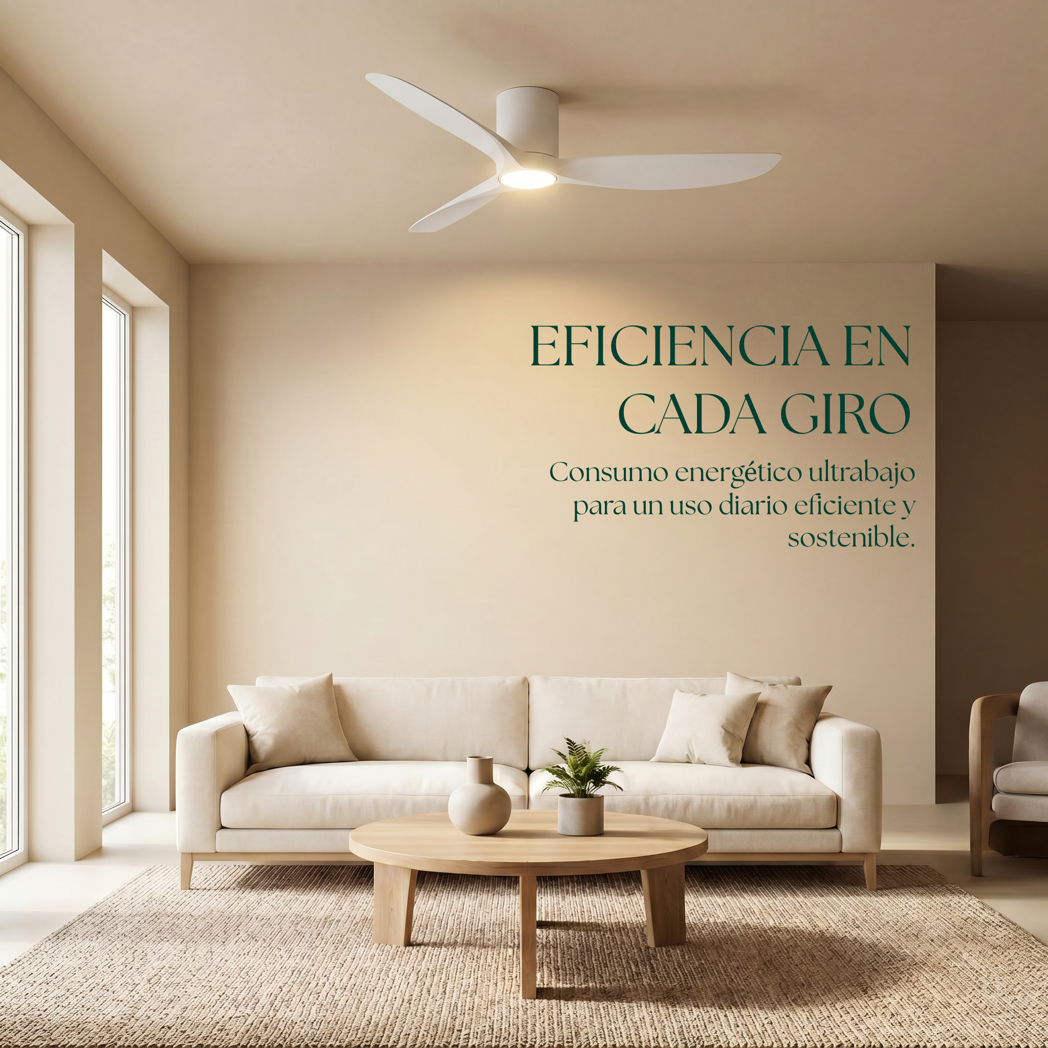 Golfet Ventilateur de Plafond 132 cm (10–20 m²) – 3 Pales en ABS