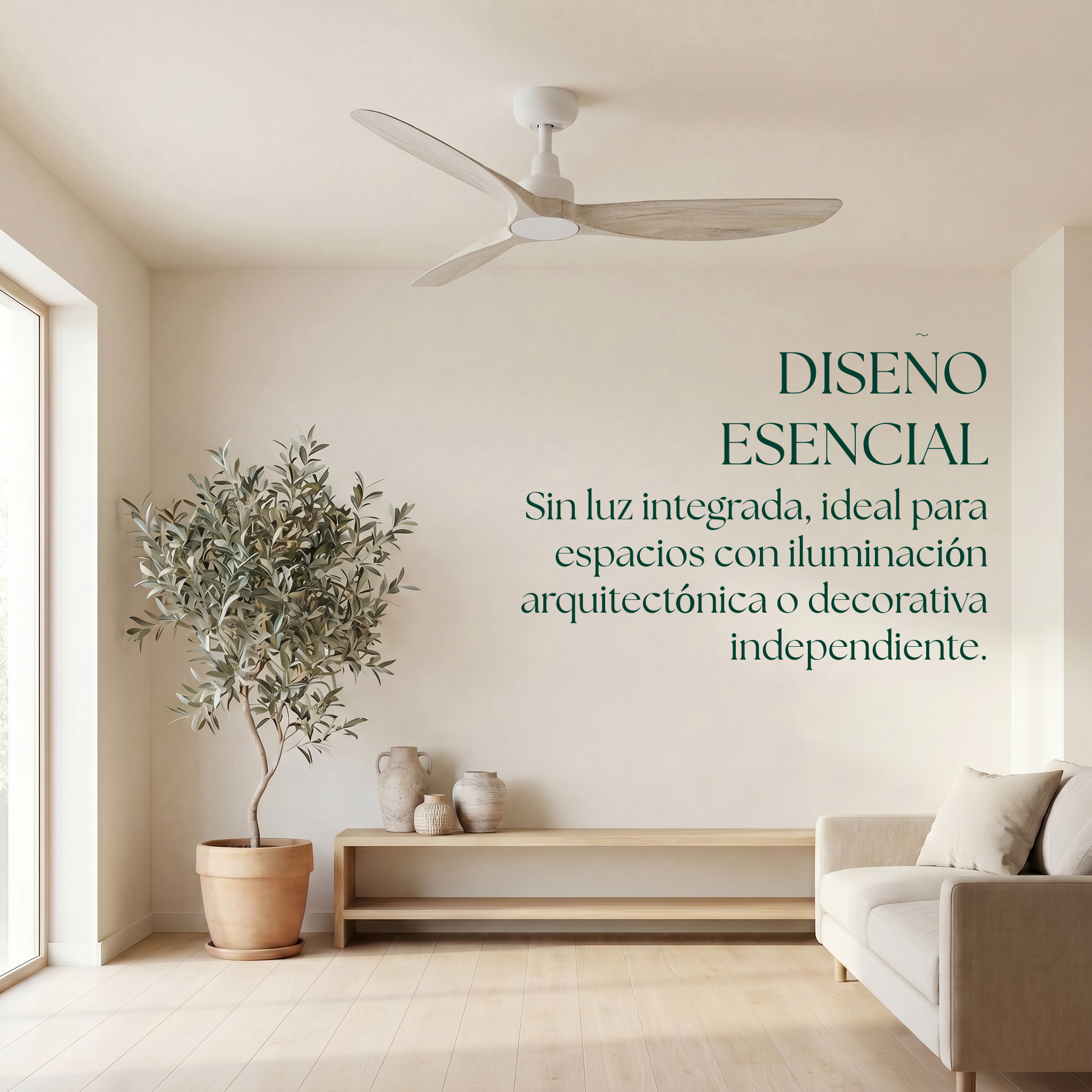Marea Ventilateur de Plafond 132 cm (10–25 m²) – 3 Pales en ABS