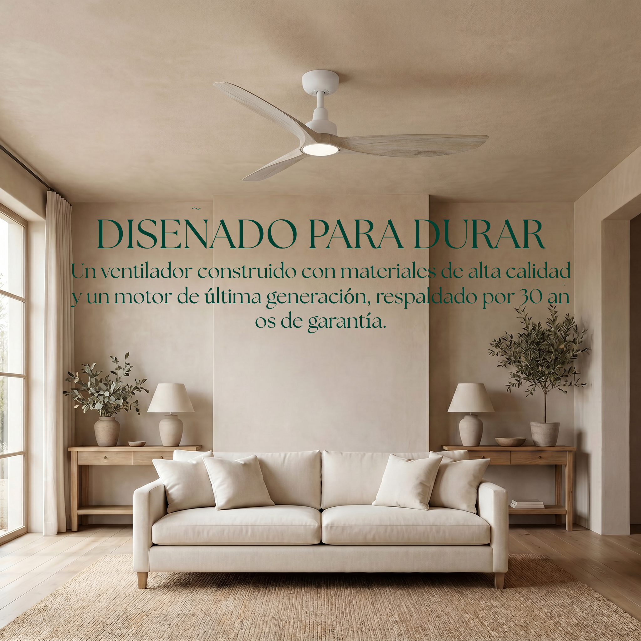 Marea Ventilateur de Plafond 132 cm (10–25 m²) – 3 Pales en ABS