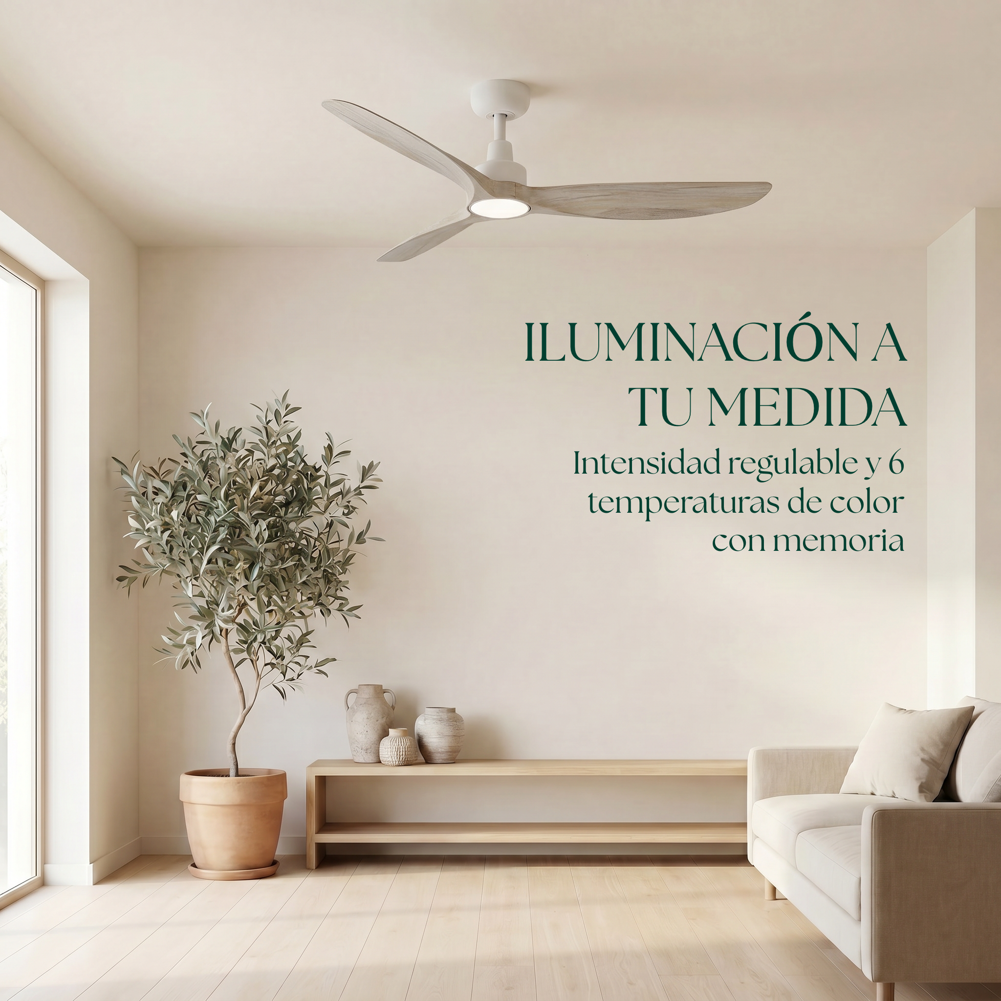Marea Ventilateur de Plafond 132 cm (10–25 m²) – 3 Pales en ABS