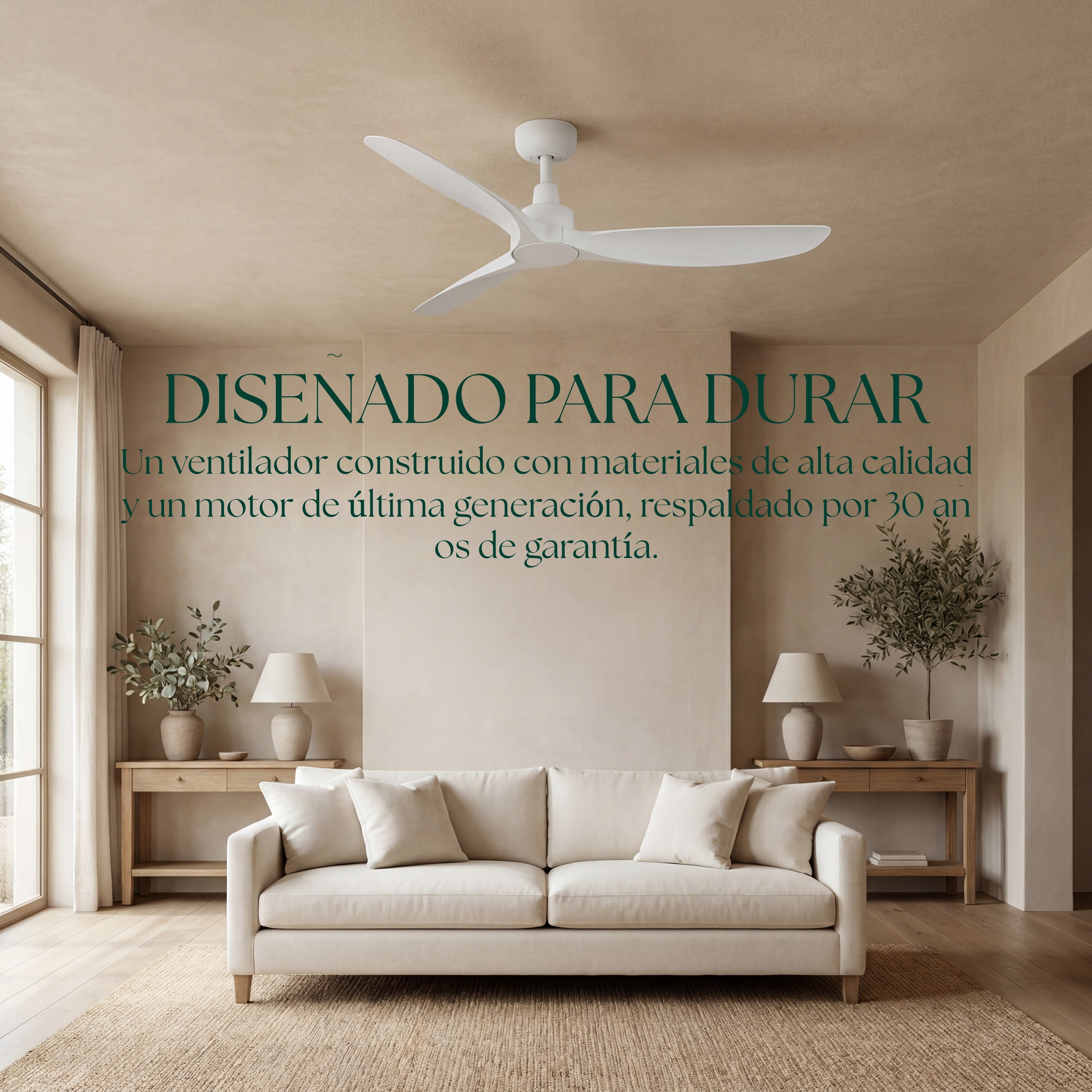 Marea Ventilateur de Plafond 132 cm (10–25 m²) – 3 Pales en ABS