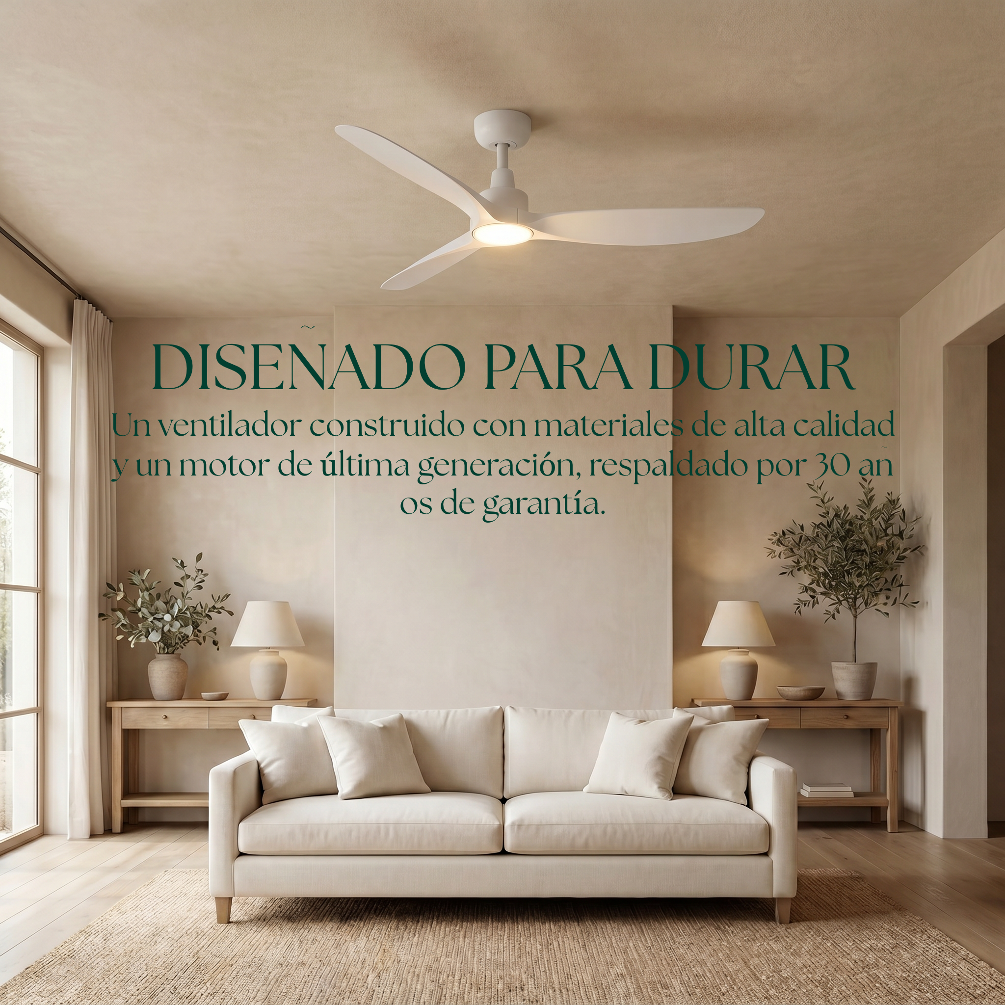 Marea Ventilateur de Plafond 132 cm (10–25 m²) – 3 Pales en ABS