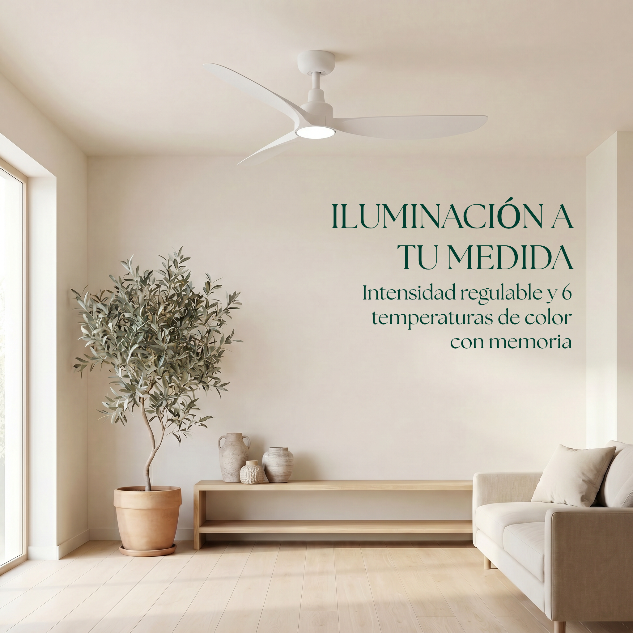 Marea Ventilateur de Plafond 132 cm (10–25 m²) – 3 Pales en ABS
