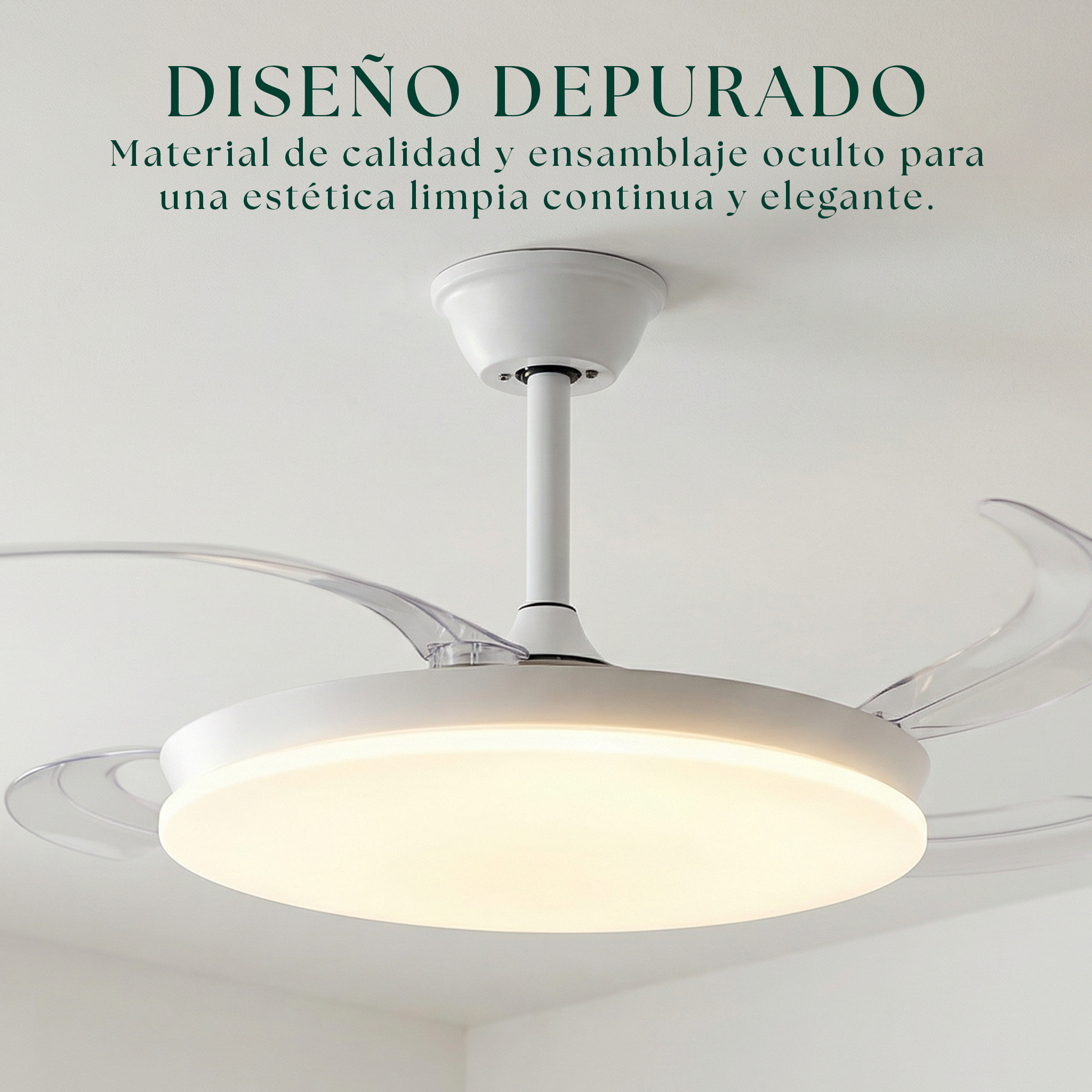 Milos Ventilateur de Plafond 55 cm (6–15 m²) – Compact avec Lumière LED