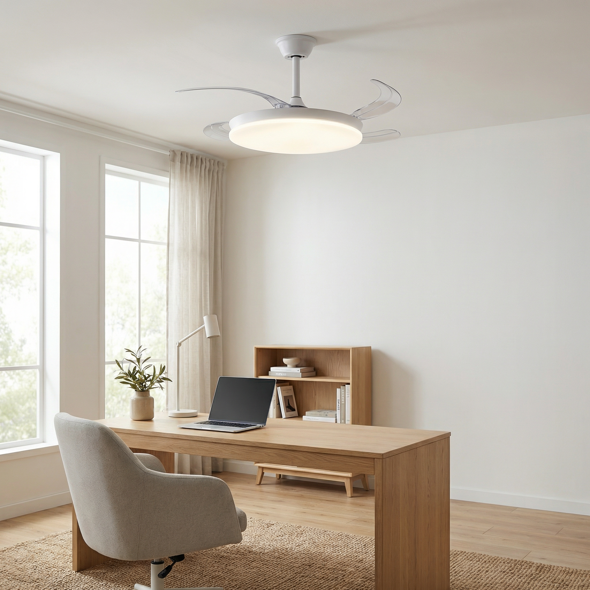 Milos Ventilateur de Plafond 55 cm (6–15 m²) – Compact avec Lumière LED