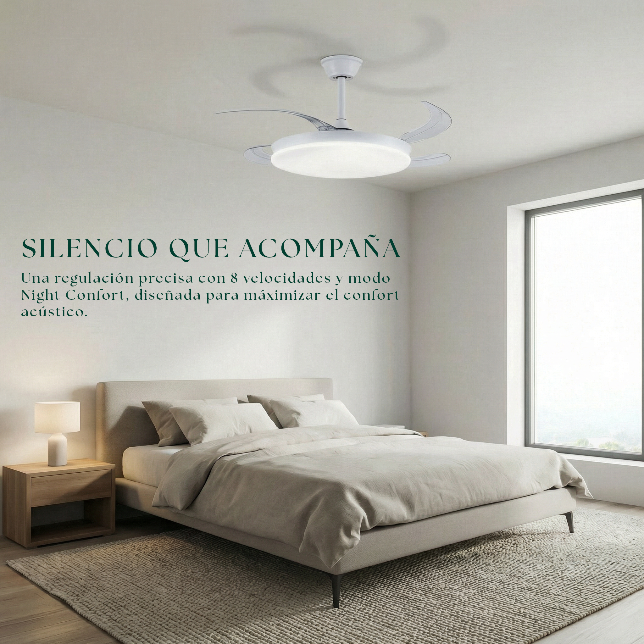 Milos Ventilateur de Plafond 55 cm (6–15 m²) – Compact avec Lumière LED