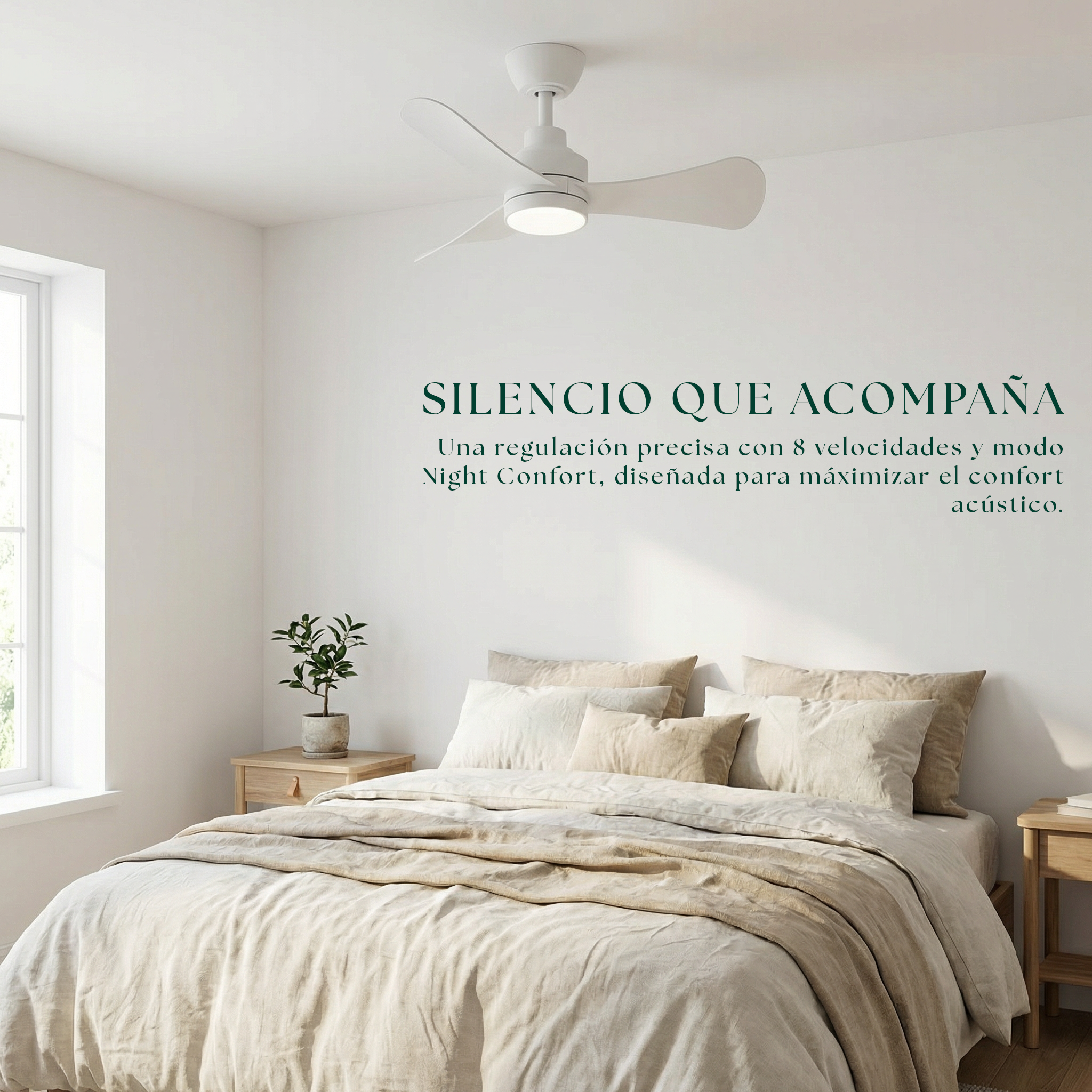 Turqueta Ventilateur de plafond 83 cm (<8 m²) – 3 Pales en ABS avec Lumière LED, Compact
