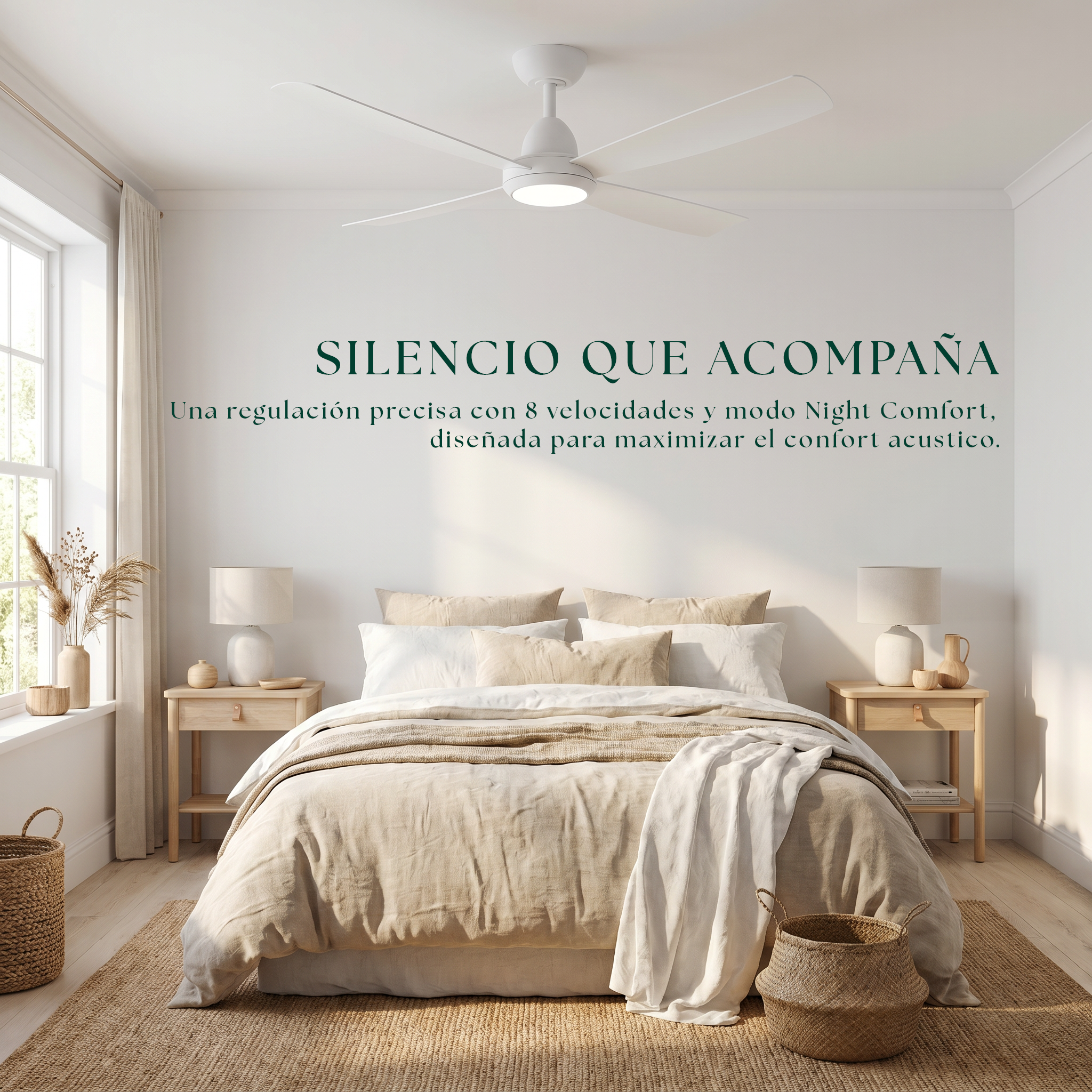 Saona Ventilateur de Plafond 122 cm (7–20 m²) – 4 Pales en ABS