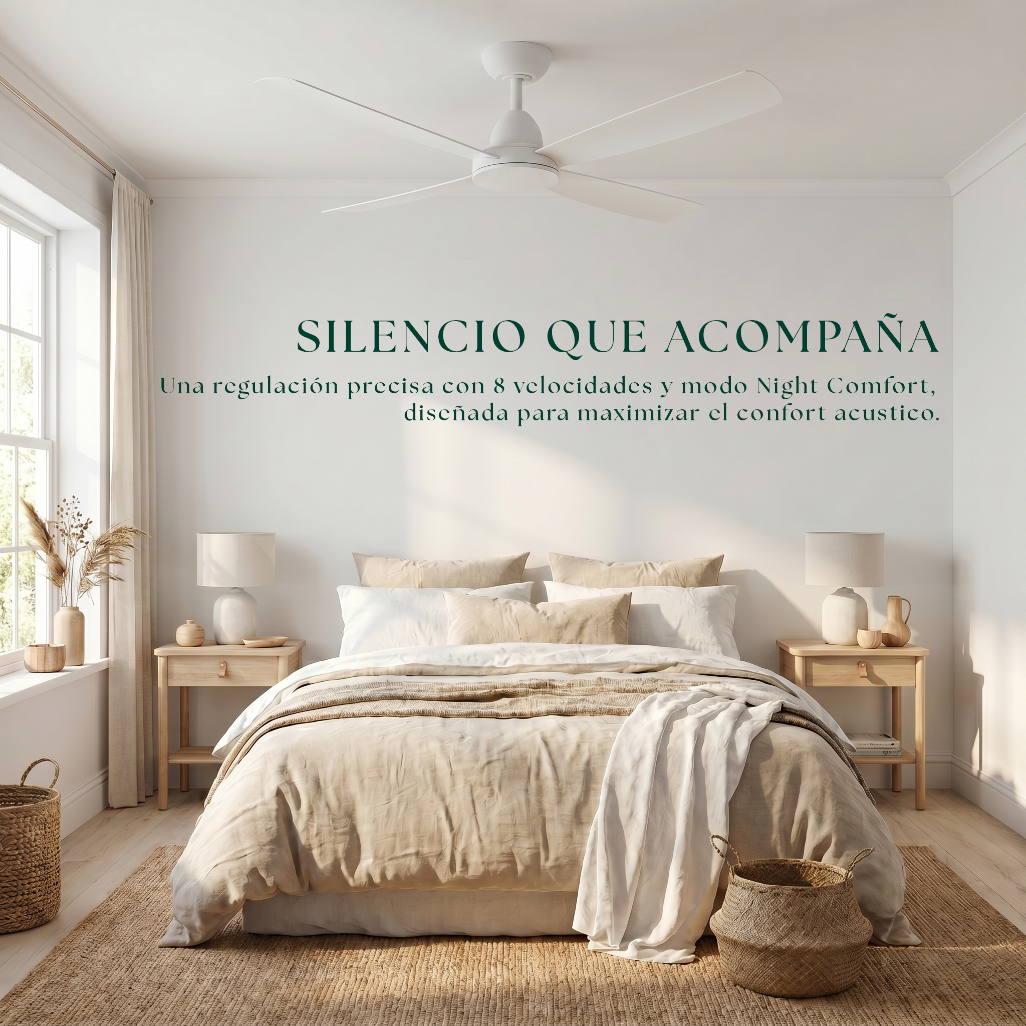 Saona Ventilateur de Plafond 122 cm (7–20 m²) – 4 Pales en ABS