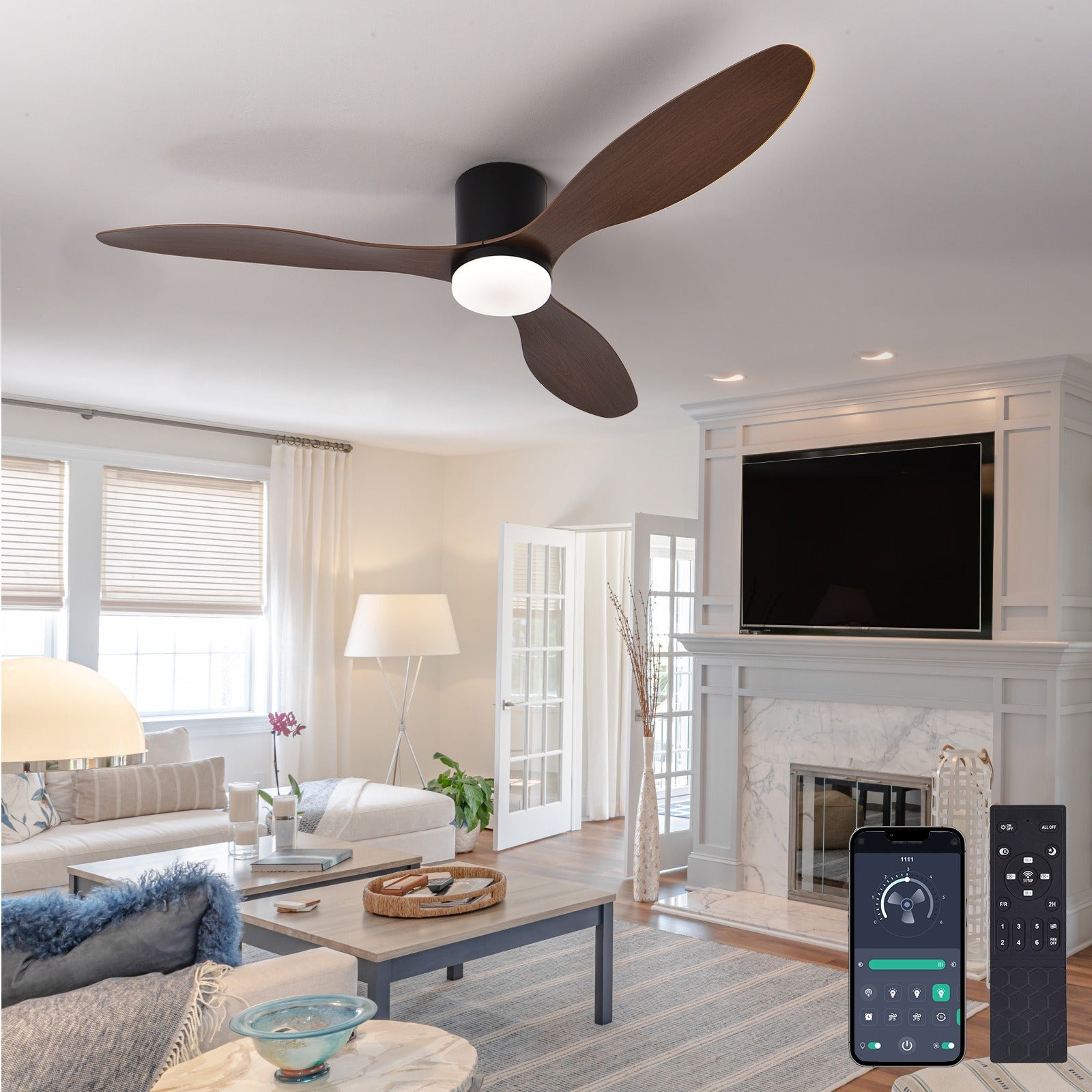 Binibeca Ventilateur de Plafond 132 cm 3 Pales en ABS